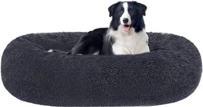 Obrázek produktu pro Ortopedické lůžko pro psy, kulaté, 90 cm, tmavě šedé, lze prát