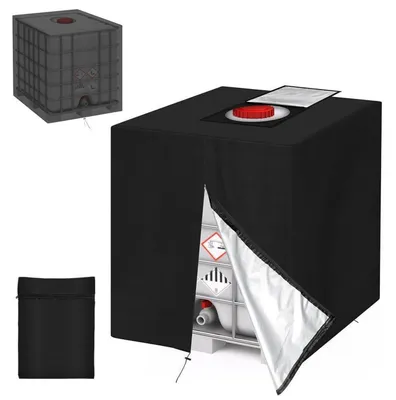 Image de Couverture pour réservoir IBC, 1000 litres, noire, 120x100x116 cm, étanche, résistante au vent, anti-UV, en tissu Oxford 210D