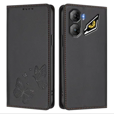 Obrázek produktu pro Kožené pouzdro pro ZTE nubia Neo 3, motýlí ražbou, peněženkové flip pouzdro se stojánkem Černá