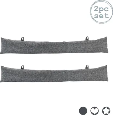Produktbild von Nicola Spring Zugluftstopper im Fischgrätenmuster – 78,5 cm – Grau – 2er-Pack