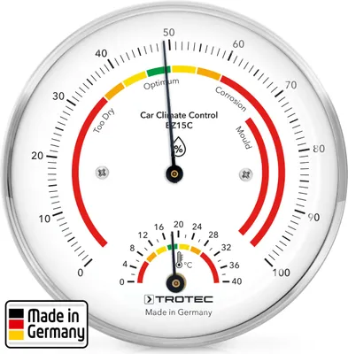 Produktbild von TROTEC BZ15C Thermohygrometer | Perfekt für Oldtimer-Besitzer | Spezielles Skalen Design mit einer klimabezogenen Farbindikation