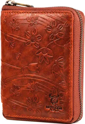 Produktbild von MATADOR Leder Geldbörse Damen Herren GRANADA RFID Blumen Braun