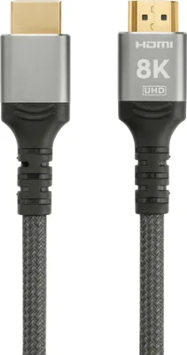 Produktbild von ProfiPatch HDMI Kabel 8K 60Hz & 4K 120Hz UHD 2m grau Goldkontakt Textil für Monitore, Fernseher, Konsolen