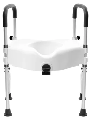 Immagine prodotto di Alza WC 3-in-1 - Sedia per WC - Braccioli regolabili - Piedini girevoli a 170° - Piedini in gomma antiscivolo - Portata massima: 150 kg - Bianco