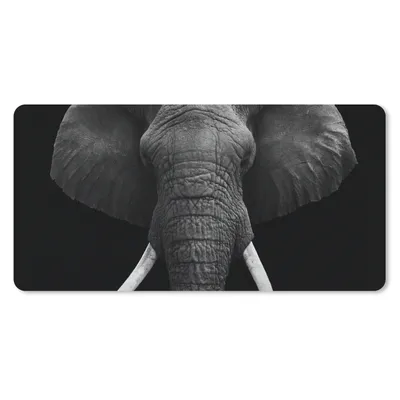 Produktbild von MuchoWow® Mauspad Mousepad Elefant - Wildtiere - Schwarz - Weiß - Porträt 60x30 cm - Mousepads - Maus Mat - Pad - Mausunterlage - Nachhaltig
