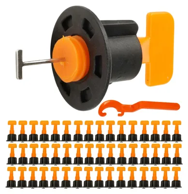 Produktbild von Fliesen Nivelliersystem, 50 Pack, für 1,5-8 mm Fugenbreiten und 3-17 mm starke Fliese, Montagehilfe Verlegung, Fugenhilfe Montage, Alternative zu Fliesenkeile, Zuglasche, Verleghilfe Fliesenbett – Grö