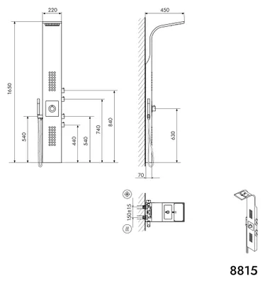 Produktbild von Duschpaneel Duschsystem 8815 - Chrom - Edelstahl - SEDAL Thermostat
