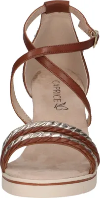 Produktbild von Caprice Damen Sandale Schnalle Leder Keilabsatz Korkoptik 9-28312-42, Größe:39 EU, Farbe:Braun