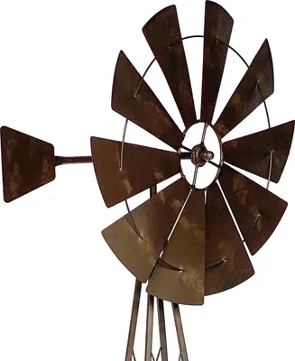 Image de DanDiBo Moulin à vent en métal 170 cm sur roulement à billes Brun Carillon de jardin 96019 Moulin à vent résistant aux intempéries Décoration de jardin Jardin Fiche de sol