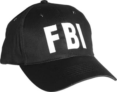 Produktbild von FBI Basecap schwarz, hohe Form, größenverstellbar, mit Stickmotiv und Plastikverschluss