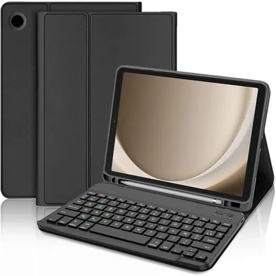 Image de Coque Clavier pour Samsung Galaxy Tab A11 Plus / A9 Plus, CuirPolyuréthaneNoir avec Clavier Bluetooth