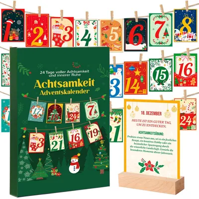 Adventskalender mit Achtsamkeitsübungen zum Aufhängen, Dekoration