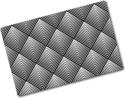 Produktbild von Tulup Glas Herdabdeckplatte - 80x52 cm - Glaskeramikkochfeld-Abdeckung Spritzschutz Glasabdeckplatte - Einteilig - Sonstige - Geometrische Figuren - Schwarzweiß