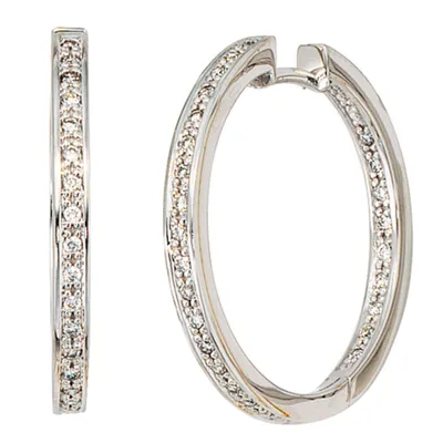 Produktbild von Creole Creolen 50 Diamanten Brillanten 585 Gold Weißgold Ohrschmuck Damen