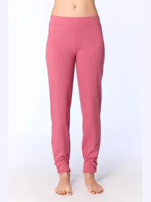 Produktbild von Damen Yogahose aus Baumwolle, lockere Passform, elastischer Bund, geraffte Beinabschlüsse