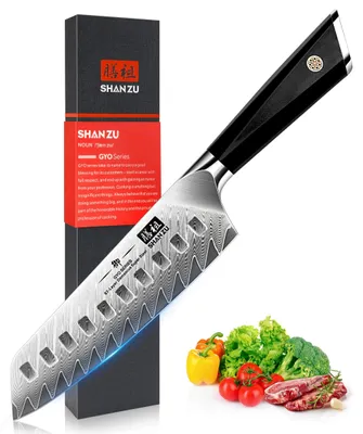 Obrázek produktu pro Santoku nůž s čepelí z damaškové oceli, 18 cm, s ergonomickou rukojetí z materiálu G10