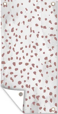 Produktbild von MuchoWow® 30x60 cm Outdoor-Poster Gartendeko Sichtschutz Garten Poster für den Garten  Polka dots - Braun - Weiß