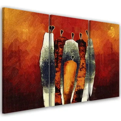 Produktbild von Triptychon auf leinwand abstraktionen - braun 120x80 cm Feeby braun wandbild bereit zum aufhängen