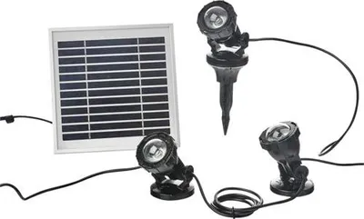 Zdjęcie produktu dla Oświetlenie oczka wodnego i ogrodu Heissner SOLAR, kolorowe światło RGB, zestaw 3 sztuk, akumulator