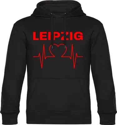 Produktbild von multifanshop Kapuzen Sweatshirt - Leipzig - Herzschlag, schwarz, Größe XL