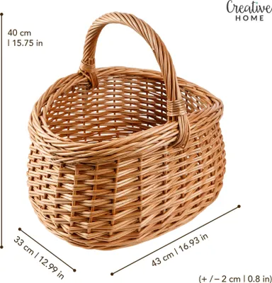 Produktbild von Creative Home Großer Picknickkorb Weidenkorb mit Henkel Einkaufskorb - 43 x 33 x 40 cm