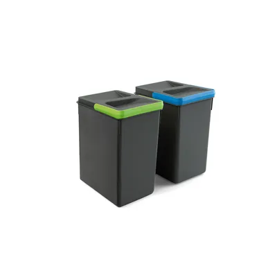 Produktbild von Emuca Lot Recycle Behälter für Küchenschublade, Höhe 266 mm, 2x7 Liter, Kunststoff anthrazitgrau