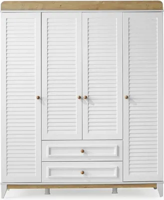 Image de Grande armoire 4 portes pour la chambre d'enfant avec beaucoup d'espace de rangement et de style.