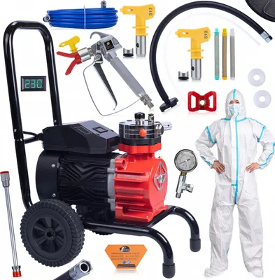 Zdjęcie produktu dla Rosfix Agregat Malarski Red Strong Storm 1100 RSS05 3500 W 22 MPa 18 l/min + Kombinezon + 2 Uszczelki + Dysza 513 + Filtr Siatkowy 30/60/100