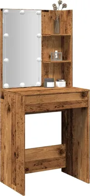 Zdjęcie produktu dla vidaXL Toaletka z oświetleniem LED o wyglądzie starego drewna 60x40x140 cm