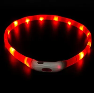 Produktbild von LED Hundehalsband Leuchtring – Leuchthalsband Hund für Sichtbarkeit & Sicherheit bei Dunkelheit rot - Größe XS