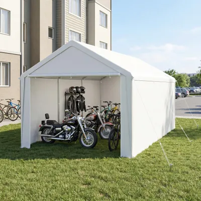 Produktbild von YZNAHRE Carport Zeltgarage 3x6 m Große Garagenzelt Lagerzelt mit Abnehmbar Seitenwände Winterfest Mobile Garage Unterstand Weidezelt für Auto SUV LKW, Weiß