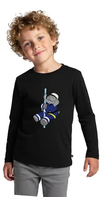 Produktbild von Spreadshirt Benjamin Blümchen Beni Der Feuerwehrmann Kinder Premium Langarmshirt, 122/128 (6 Jahre), Schwarz