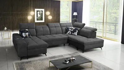 Produktbild von Wohnlandschaft in U-Form U-förmiges Sofa GOLD VI Farbe Grau Stoff WAVE 16 Ottomane Links  IM Sofa