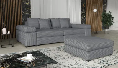 Produktbild von Big Sofa Megasofa Riesensofa AREZZO inkl. Hocker Stoff Tilia Dunkelgrau