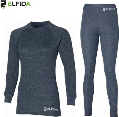 Produktbild von Elfida - Thermokleidungsset Damen - Thermoshirt und Thermohose Anthrazit - Thermo Unterwäsche Damen - Größe S