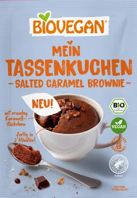 Produktbild von BIOVEGAN Mein Tassenkuchen Salted Caramel Brownie 12x55g