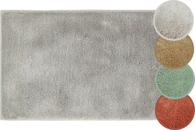 Image de Tapis de bain Florida antidérapant 50 x 80 cm, gris. Tapis de salle de bain doux et moelleux, lavable. Tapis de douche pour salle de bain.