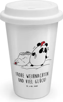 Produktbild von Mr. & Mrs. Panda To Go Becher Panda Weihnachten - Weiß - Geschenk, Coffee, Thermobecher, Kaffeebecher, keramik, ToGo