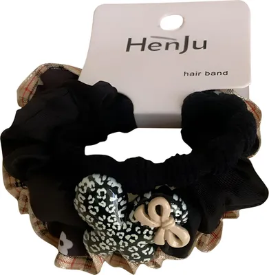 Produktbild von 3er-Set Scrunchies mit Schleifen und irisierenden Charms schwarz
