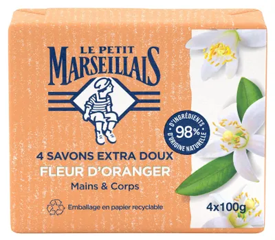 Immagine prodotto di Le Petit Marseillais Sapone ai fiori d'arancio 4x100g - Extra delicato per una pulizia delicata