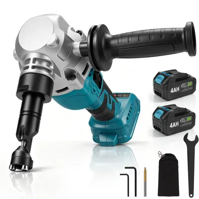Produktbild von Akku-Knabber Blechknabber mit 2×4Ah, Spänesack & Ersatzmesser 1900SPM Nibbler Blechschneider für Edelstahl Aluminium Kupfer Blechschere Blechnibbler