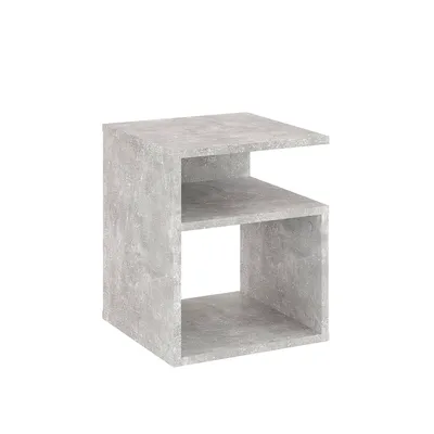 Produktbild von KOMTO Nachttisch Beton – Nachtschrank, Beistelltisch mit 2 offene Fächer, Nachtischschrank für Schlafzimmer, Wohnzimmer | Bedside Table KABA