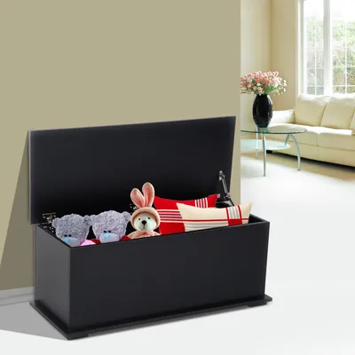 Produktbild von Aufbewahrungstruhe mit Sicherheitsscharnier, 100x40x40 cm, Schwarz
