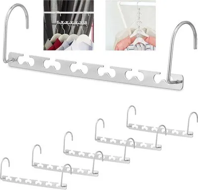 Immagine prodotto di Appendiabiti salvaspazio - 12 ganci - orizzontali e verticali - metallo - argento
