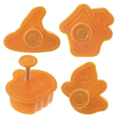 Zdjęcie produktu dla Formy do wycinania ciastek na Halloween - zestaw do wycinania ciastek - 4 sztuki - plastik - kolor pomarańczowy