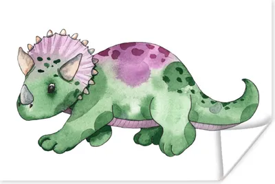 Produktbild von MuchoWow® Poster Dinosaurier - Kinderzimmer - Grün - Jungen - Mädchen - Kinder 90x60 cm - Schlafzimmer