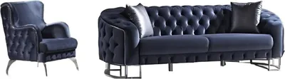 Produktbild von Villa Möbel Sofa Set Rocco Anthrazit Stellvariante:2+1 Handmade, pflegeleichter Mikrofaser Samtstoff