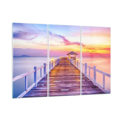 Produktbild von Bilder auf glas - Sonnenuntergang Wasser Brücke Horizont - 165x110cm - Glasbilder - Wandbilder - Kunstdruck - Wanddekoration aus Glas - Glas Bilder - Wandbild auf Glas - GCE165x110-2515