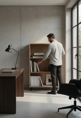 Produktbild von Elegantes Bücherregal aus Holz für Wohnzimmer und Büro