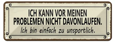 Produktbild von Blechschild Spruch 27x10cm vor Problemen nicht davonlaufen Dekoration